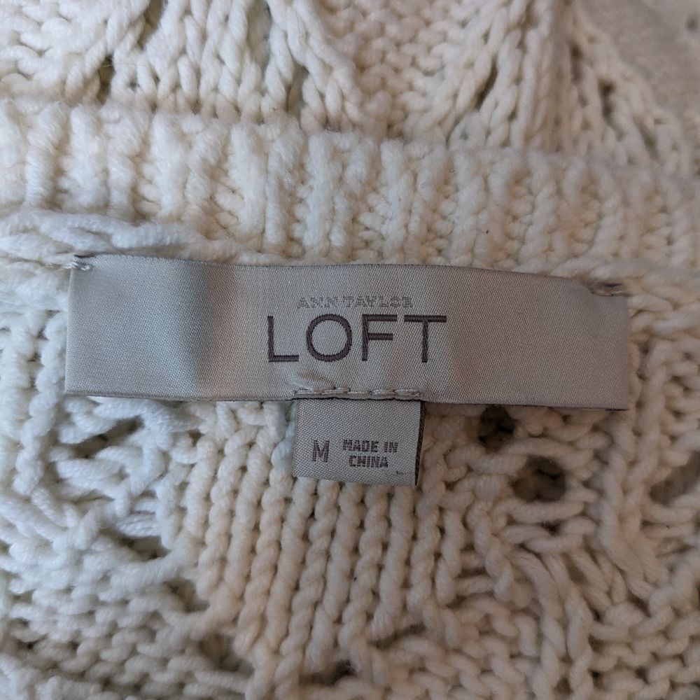 Ann Taylor Loft Open Knit Crochet Sweater M - Picture 4 of 5